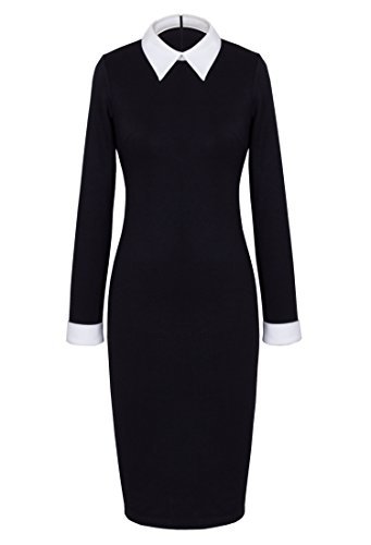 black peter pan collar dress long sleeve